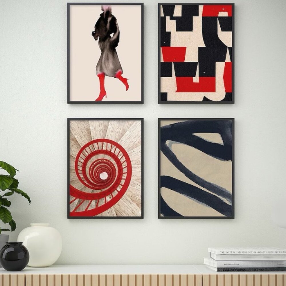 NEW IKEA Bild Poster 4 Pack 31 x 41 CM RED BOOTS JESSICA DURRANT ART PRESS